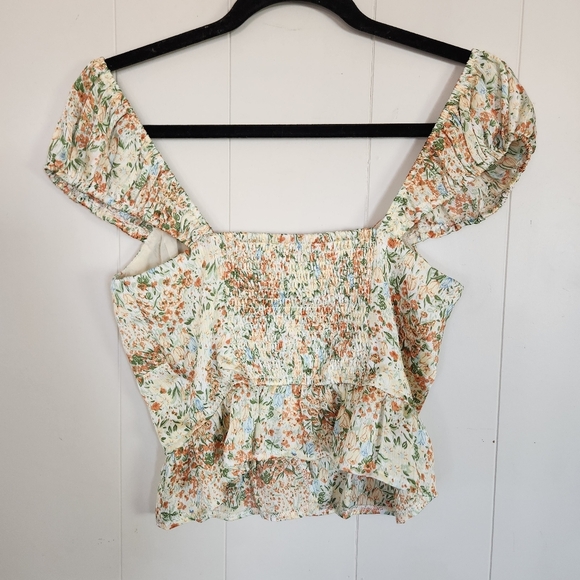 Promesa Meadow Bright Ruffle Floral Crop Top New NWT Yellow Floral Fairycore - Picture 7 of 14